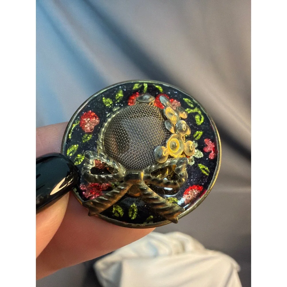 Vintage Antique Miniture Hat Perfume Diffuser Brooch Scent Fragrance Pin